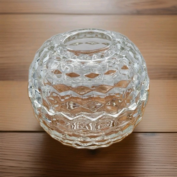 Fostoria Other - Vintage Fostoria American Fairy Lamp Clear Glass Cube Pattern Candle Holder 2pc